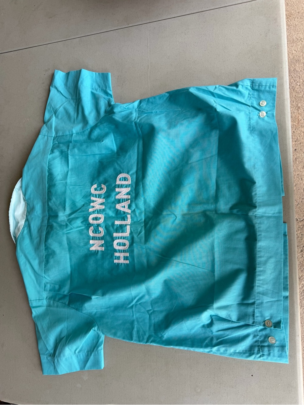 Vintage Bowling Turquoise Button-Down Shirt with Embroidery